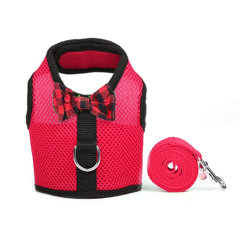 Rypet Small Animal Harness and Leash - Soft Mesh Pet Harness with Safe Bell, No Pull Comfort Padded Vest for Small Pet Red - Image 2